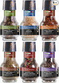 Tuscanini Premium Spice Grinder Variety Pack 6 Pack | Freshly Ground Seasonings | Product of Italy | Black Pepper Peppercorn Italian Medley Chili Flakes Garlic Flakes and Chili &amp Garlic Blen