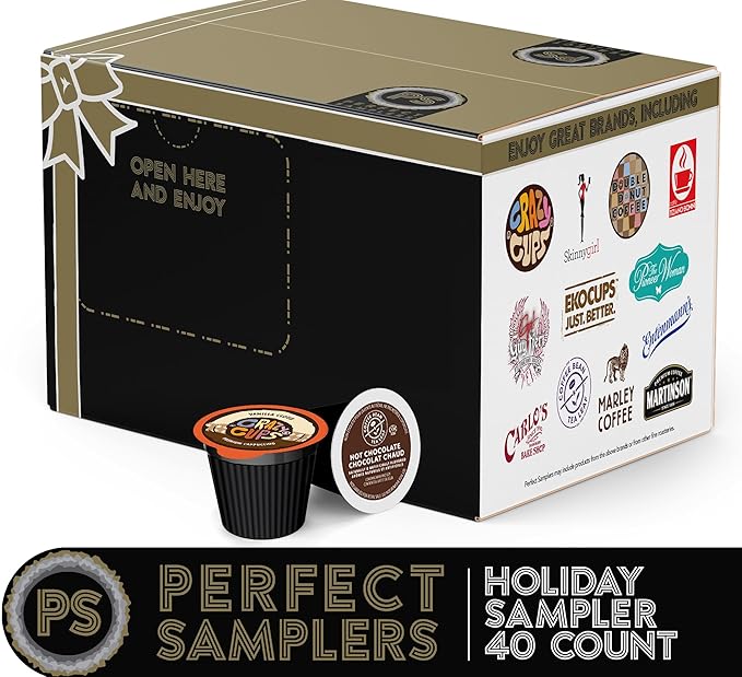 Perfect Samplers Single Serve Variety Pack Flavored Coffee Pods Hot Chocolate Tea &amp Cappuccino Pods - Variety Pack for Keurig K Cups Machines 40 Count