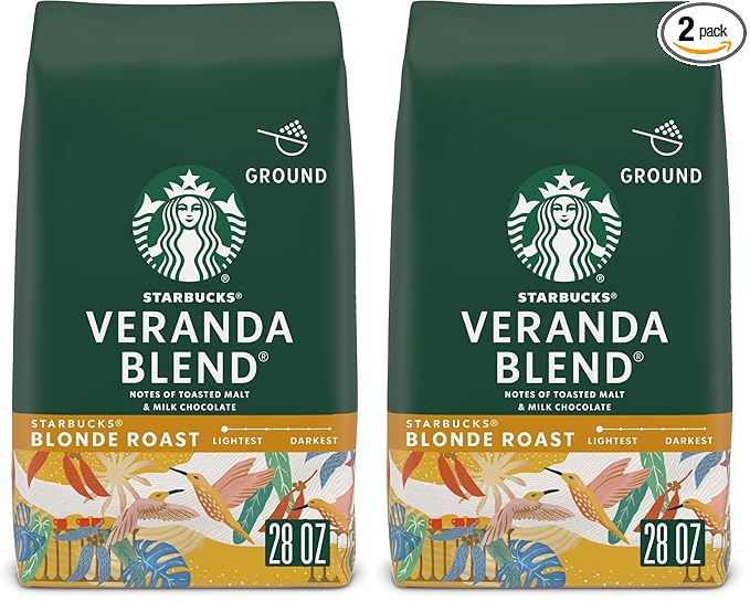 Starbucks Ground Coffee Starbucks Blonde Roast Coffee Veranda Blend 100% Arabica 1 bag (28 oz) (Pack of 2)