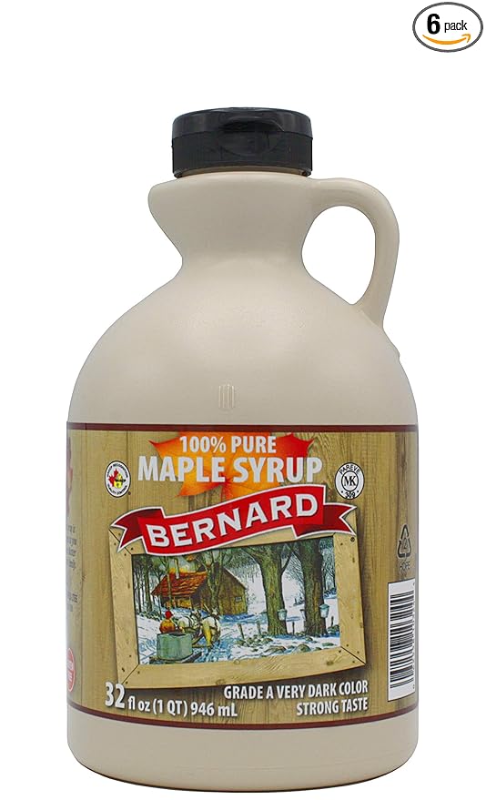 BERNARD - Pure Maple Syrup Grade A Very Dark Strong Taste 6x32oz