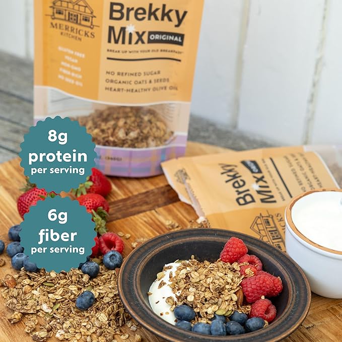 Brekky Mix Granola | Low Sugar Breakfast Granola | No Refined Sugar No Seed Oils No Artificial Ingredients | All Natural Healthy Granola Cereal | 12oz (Choose Your Flavor) (1 Original)