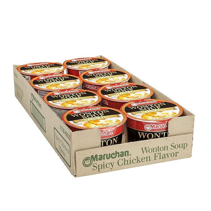 Maruchan Microwavable Bowl Wonton Hot and Spicy Chicken Flavor Pack of 8