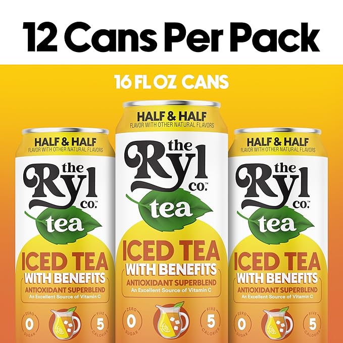 Ryl Iced Tea Half &amp Half Antioxidant Superblend No Artificial Ingredients 16.0 Fl Oz (12-Pack)