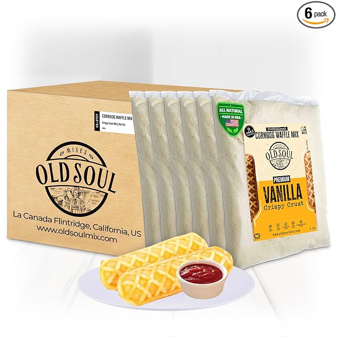 OldSoul Professional Corndog Waffle Mix | Vanilla Flavour | 30 Lbs | 840 Waffles (30 Lbs Traditional)