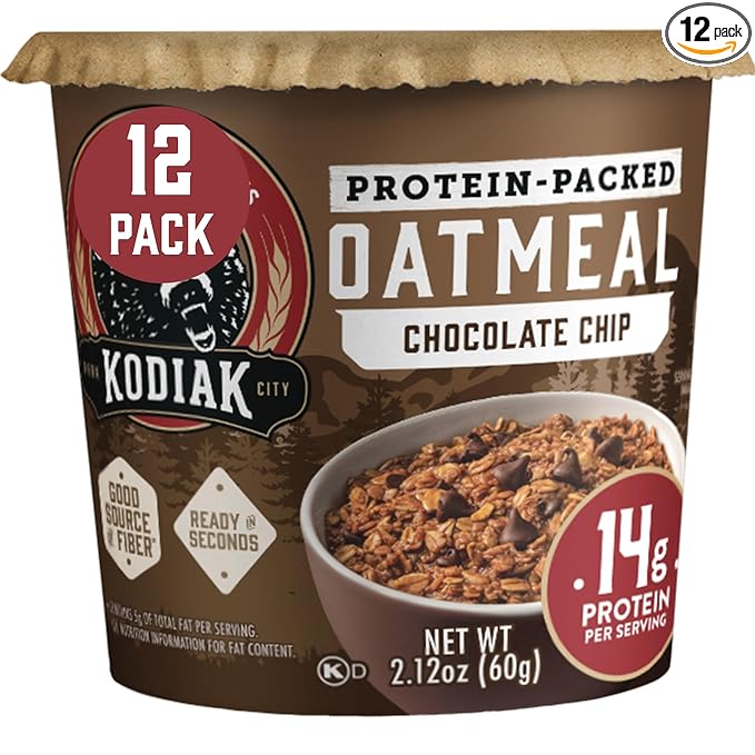 Kodiak Cakes Instant Protein Chocolate Chip Oatmeal in a Cup 2.12oz (Pack of 12)