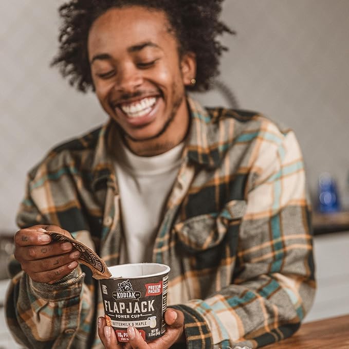 Kodiak Cakes Instant Pancake &amp Flapjack Cups Buttermilk &amp Maple High Protein 100% Whole Grains (Pack of 12)