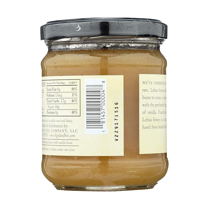 Raw Hawaiian Honey Single Floral Variety by Big Island Bees (Ohia Lehua with Vanilla 9 oz)