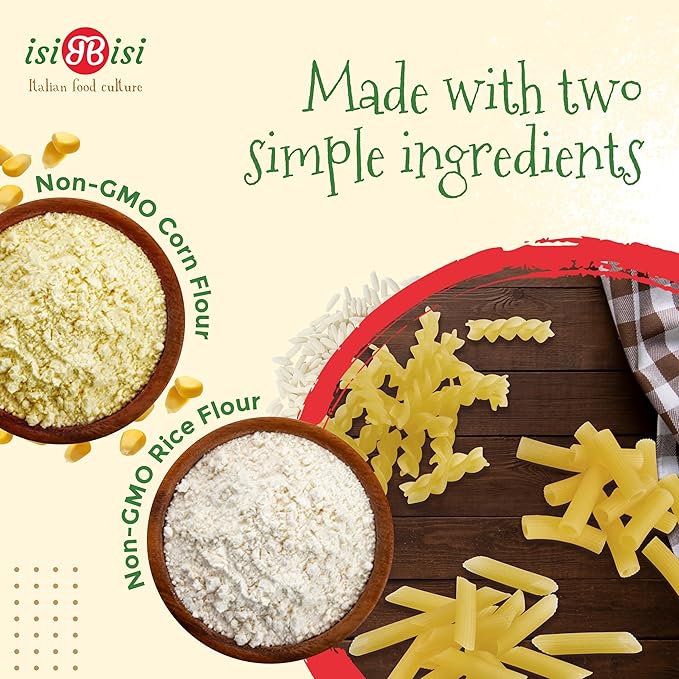 isiBisi Gluten-Free Pasta Sampler 6-Pack - Penne Rigatoni Spirali Noodles - Non GMO Vegan Made in Italy
