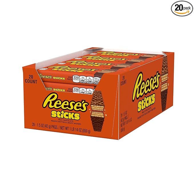 REESE'S Peanut Butter Candy Sticks 1.5 Ounce (Pack of 20)