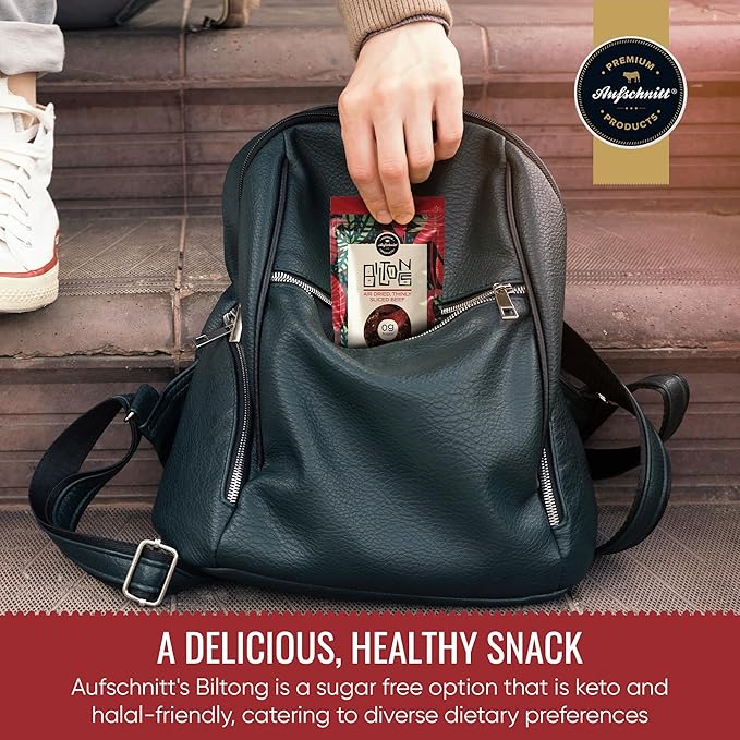 Aufschnitt Biltong Beef Jerky Slices South African Style Beef - Air Dried No Sugar All Natural Ingredients Gluten Free Made in USA Spicy Peri Peri 2oz 3 Pack