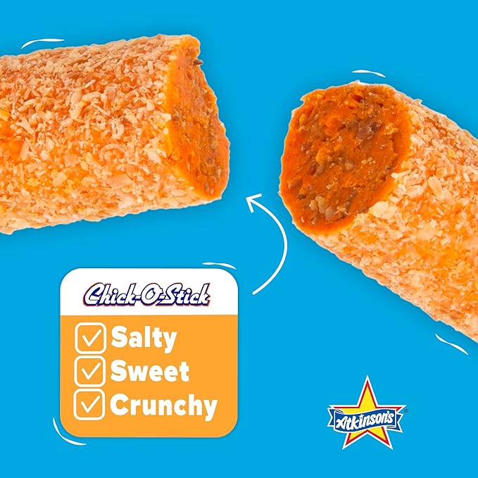 Atkinson's Chick-O-Stick - Crunchy Peanut Butter Rolled in Toasted Coconut - Gluten Free Kosher Vegan No Artificial Ingredients - 0.7 oz. Candy Bar - 36 Count