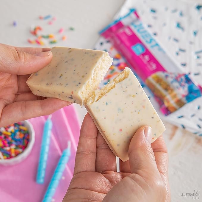 Quest Nutrition Birthday Cake Protein Bars 20g Protein 1g Sugar 4g Net Carbs Gluten Free Keto Friendly 12 Count
