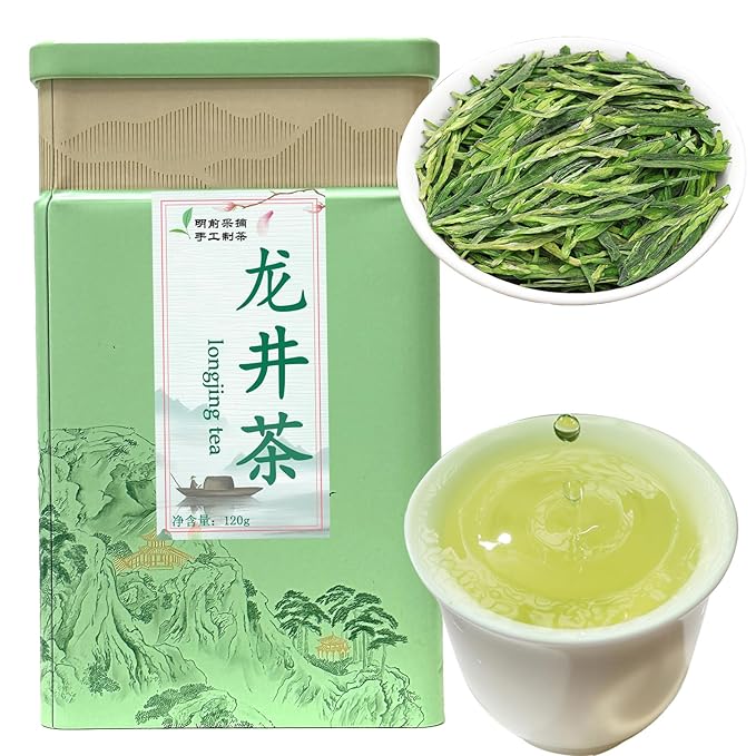 Longjing Tea Dragon Well Longjing Green Tea Loose Leaf 120g/4.23oz Dragonwell Long Jing Tea Chinese Green Tea Loose Leaf Bean Aroma and Fresh Taste 龙井 龙井茶 绿茶