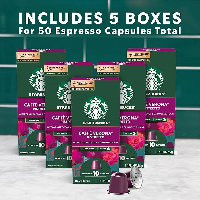 Starbucks by Nespresso Original Line Caffè Verona Dark Roast Coffee 50-count Espresso Pods