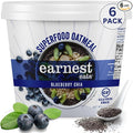 Earnest Eats Superfood Oatmeal Cups - Blueberry Chia – 6g Plant Protein Gluten Free Vegan On-the-Go Breakfast 2.1 Ounces Each (6 Pack)