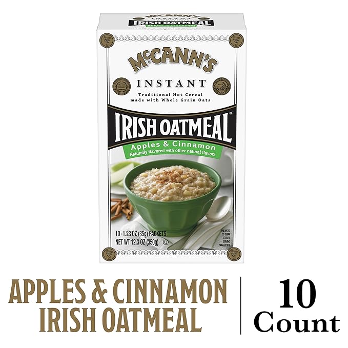 McCann's Instant Irish Oatmeal Apples &amp Cinnamon 10 Packets (Pack of 12)
