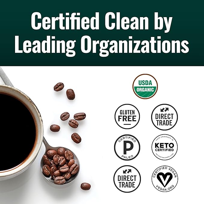 Natural Force - Organic Clean Coffee Classic Mold &amp Mycotoxin Free Lab Tested for Toxins &amp Purity Low Acidity Incredible Taste &amp Aroma Ground Medium Roast 10 oz