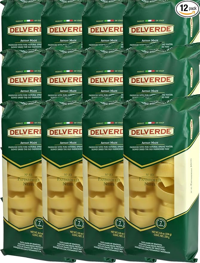 Delverde Artisan Made Pappardelle Nests Certified Kosher 8.8oz 12 pack