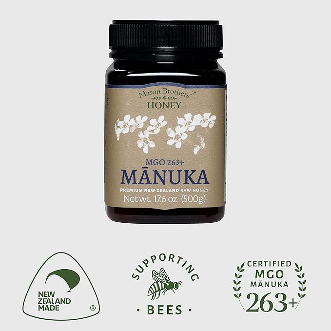 Mason Brothers’ Raw Manuka Honey MGO 263+ | 100% Pure New Zealand Honey | Traceable | MGO Certified / 17.6oz
