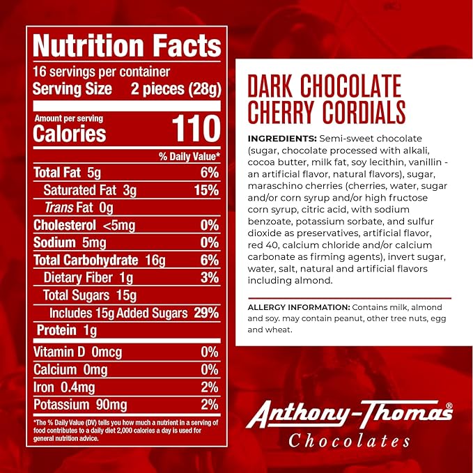 Anthony Thomas Cherry Cordials Award-Winning Chocolate Covered Cherries (Dark Chocolate)