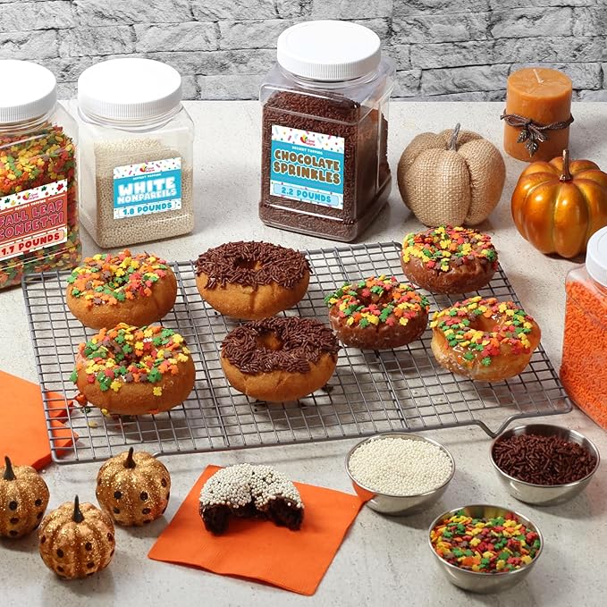 Thanksgiving Sprinkles - 1.7 Pounds - Fall Leaf Sprinkles for Baking - Autumn Leaf Shapes - Toppings for Cupcakes Cookies Cake Decorating