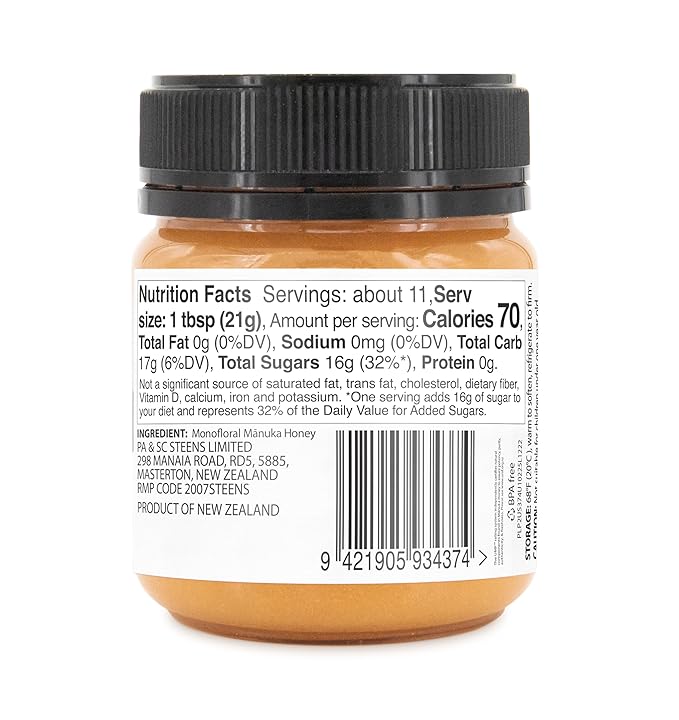 Steens Manuka Honey - MGO 263+ - Pure &amp Raw 100% Certified UMF 10+ Manuka Honey - Bottled and Sealed in New Zealand - 2x 7.9 oz Jar (UMF 10+ 7.9 oz (Pack of 2))