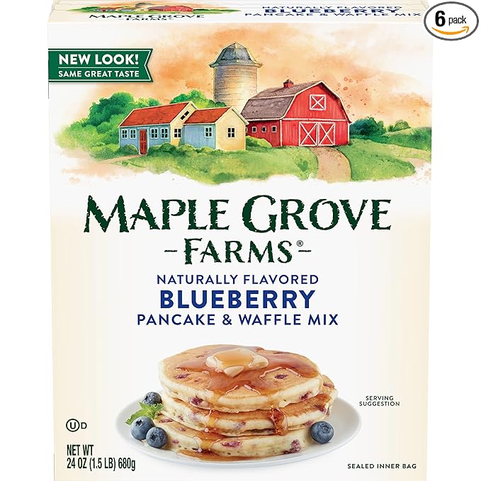 Maple Grove Farms Pancake &amp Waffle Mix Blueberry 24 Ounce (Pack of 6)