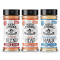 Fire Garden Trio – Keto Smoke 3-Pack: Original Blend + Sweet Heat + Mediterranean Magic (Small Bottles) | Smoky Spicy &amp Savory | Keto-Friendly Sugar-Free Low Sodium