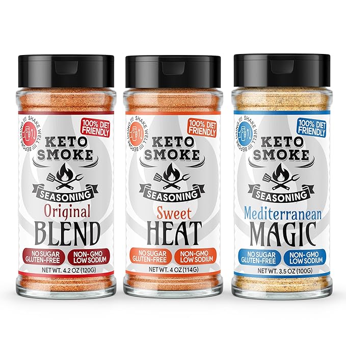 Fire Garden Trio – Keto Smoke 3-Pack: Original Blend + Sweet Heat + Mediterranean Magic (Small Bottles) | Smoky Spicy &amp Savory | Keto-Friendly Sugar-Free Low Sodium
