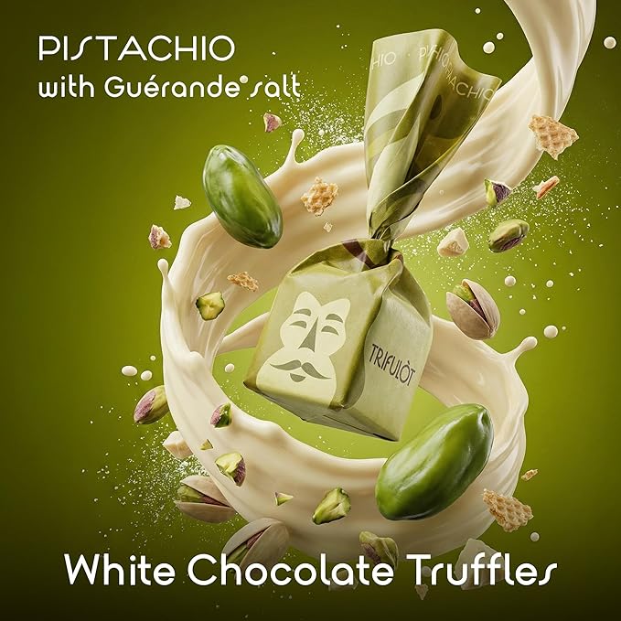 TartufLanghe Trifulot White Chocolate Truffles with Pistachios - Individually Wrapped Pistachio Praline Candy Gourmet Italian Truffle Candy Fancy Chocolate Gift Set From Italy - 6.34 oz