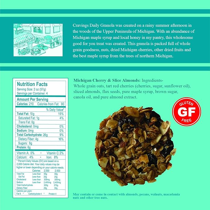 Gluten Free Michigan Cherry &amp Slice Almond Granola (2 Pack)