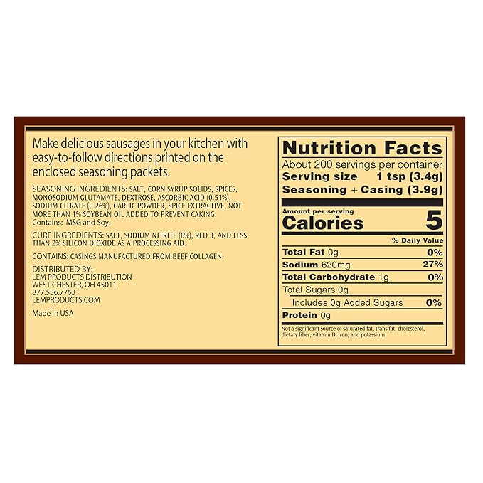 LEM Products Backwoods Hot Snack Stick Seasoning Kit Ideal for Wild Game and Domestic Meat Seasons Up to 20 Pounds of Meat 1 Pound 11.2 Ounce Package with Pre-Measured Cure Packet Included