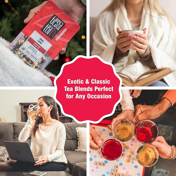 Tiesta Tea - Black Loose Leaf Tea Gift Box 3 Pouches High Caffeine - Hot &amp Iced Tea Variety Pack with Chai Fruit &amp English Breakfast Bags Loose Leaf Assortment