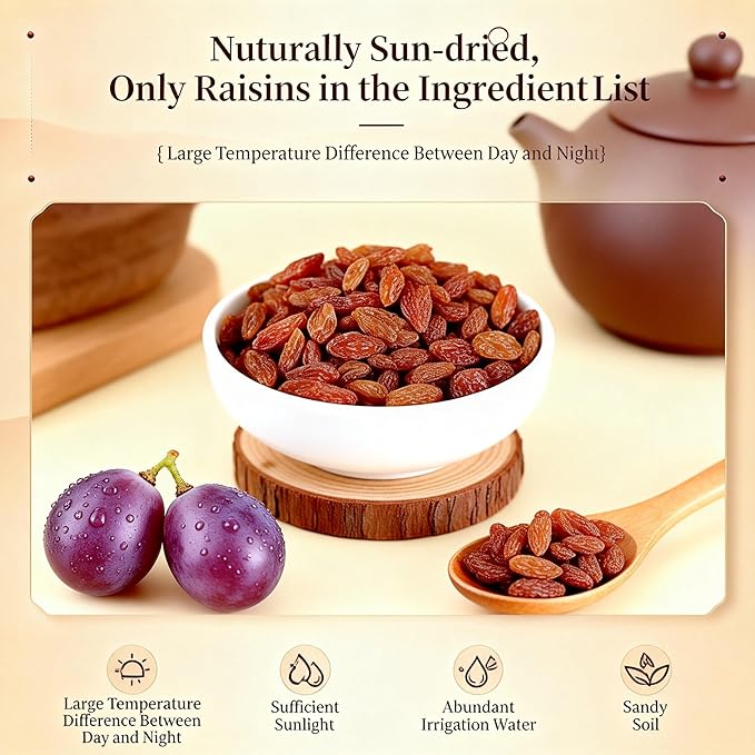 Premium Soft Raisins 250g Bag - Naturally Sweet Chewy Dried Fruit Snack No Added Sugar Ready To Eat For Baking Oatmeal Yogurt