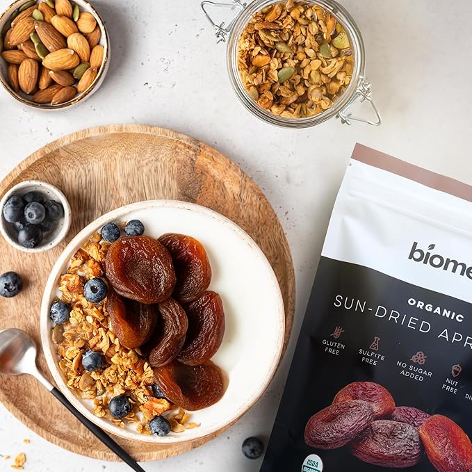 Biomey Organic Certified 2 LB Sun-Dried Unsulphured Turkish Apricots - Soft &amp Juicy Dried Fruit - No Sugar Added - No Preservatives - Vegan - Non-GMO - Gluten Free Healthy Snack - Bulk Value Resea