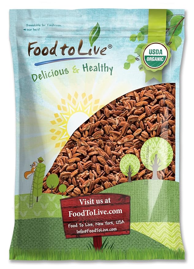 Food to Live Organic Pecan Pieces 6 Pounds – Raw Chopped Pecans Non-GMO Unsalted Unroasted Kosher Shelled Vegan Keto Sirtfood Bulk. Good Source of Iron and Calcium. Best for Baking.