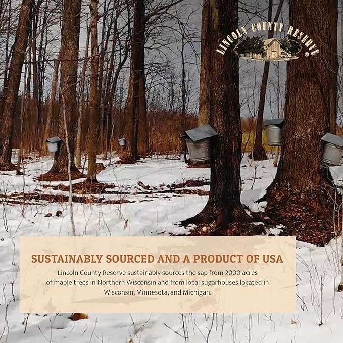 Lincoln County Reserve 100% Pure Maple Syrup with Robust Taste - 100% Pure Artisan Maple Syrup - Made in the USA 24 oz Glass Bottle 2 Pack