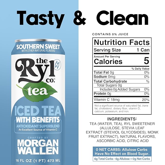 Ryl Iced Tea Wallen's Sweet Tea Antioxidant Superblend No Artificial Ingredients 16.0 Fl Oz (12-Pack)