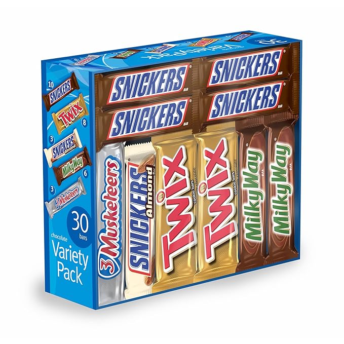 M&ampM Mars Chocolate Bar Variety Pack 55 Ounce 30 Count