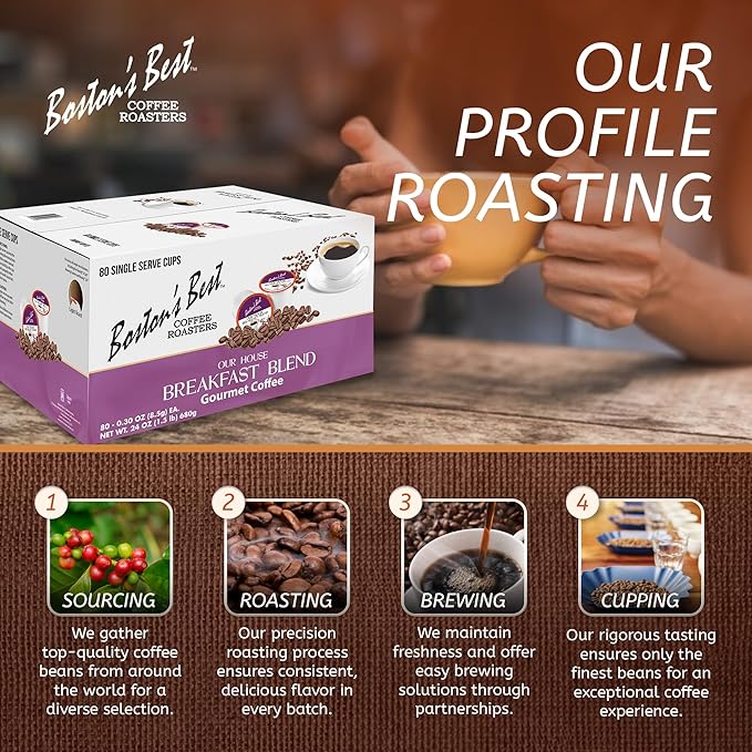 Boston’s Best - Smooth Light-Roast Breakfast Blend Delicious Gourmet Coffee Compatible with Keurig Coffee Maker 1 Count (80 Single Serve Cups)