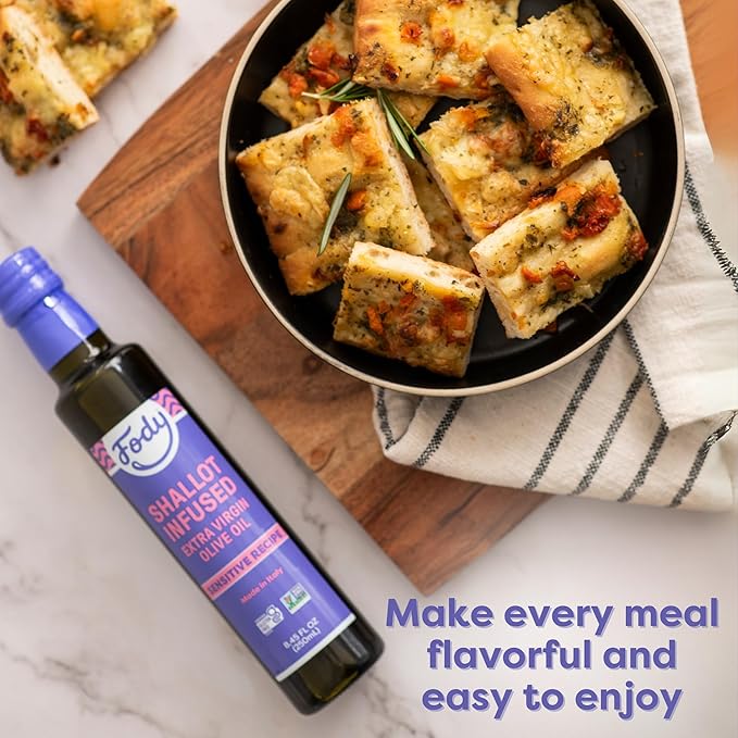 Fody Foods Shallot Infused Extra Virgin Olive Oil 8.45 Oz Low FODMAP Certified Gut &amp IBS Friendly Cold-Pressed Vegan Non-GMO Gluten Free Made in Italy