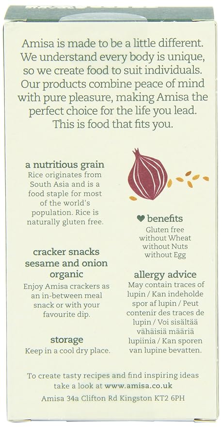 Amisa Organic Gluten Free Crackers Sesame and Onion 100 g (Pack of 4)