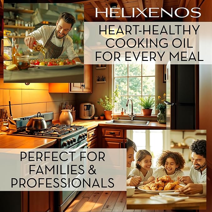 HELIXENOS High Oleic Sunflower Oil – Refined Deodorized &amp Winterized Non-GMO Gluten-Free Heart-Healthy Cooking Oil for Frying Baking Salad Dressing &amp Skincare – (169 Fl Oz x1)
