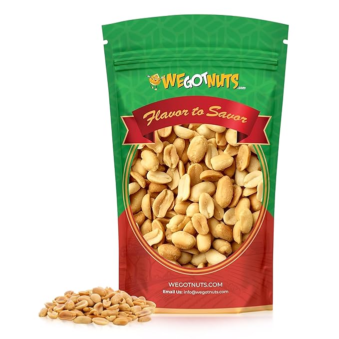 Roasted Unsalted Peanuts 5 Pounds (80oz) By We Got Nuts – Premium Quality Kosher Peanut – Healthy &amp Natural Rich Flavor Snack – Great For DIY Homemade Peanut Butter – Air-Tight Resealable Bag Pack