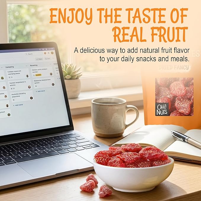 Oh! Nuts Dried Strawberries Fancy - 1 lb - Sweetened Dried Fruit - Dehydrated Fruit Bites - Packed in New York Zip-Seal Bag for Exceptional Freshness