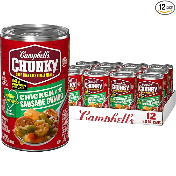 Campbell’s Chunky Soup Healthy Request Chicken and Sausage Gumbo 18.8 oz Can (Case of 12)