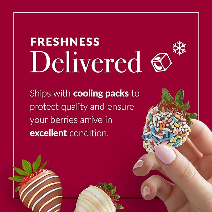 Shari’s Berries Birthday Strawberries | Chocolate Covered Strawberry Gift Box | Ideal for Valentine's Day Anniversary Birthdays Congratulations or Saying Thank You (Full Dozen 12 Berries)
