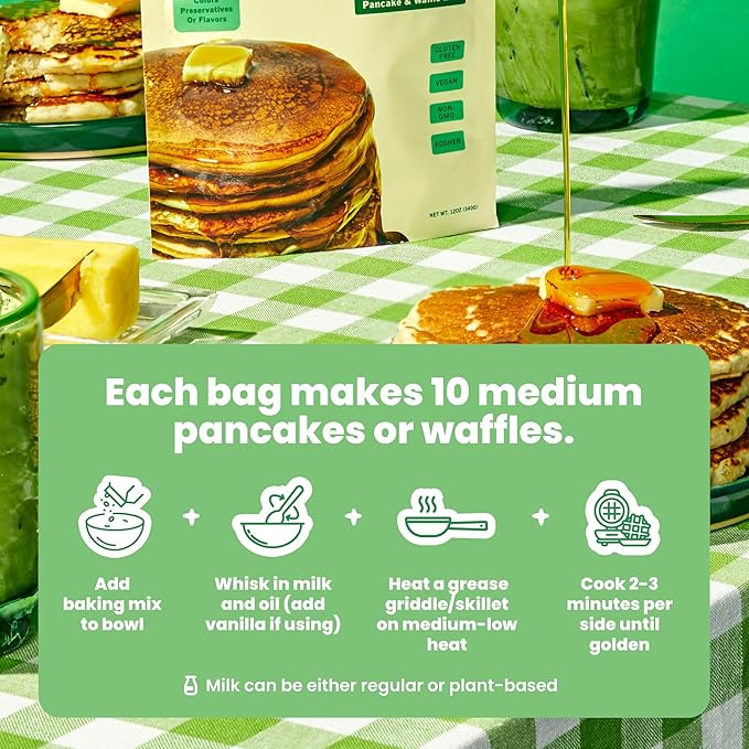 Maja Plant-Based Pancake &amp Waffle Mix Pack of 3| Gluten-Free Top 14 Allergen-Free Dairy &amp Egg Free | Quick-Mix Batter for Fluffy Pancakes &amp Crispy Waffles | Clean Ingredients No Artifi