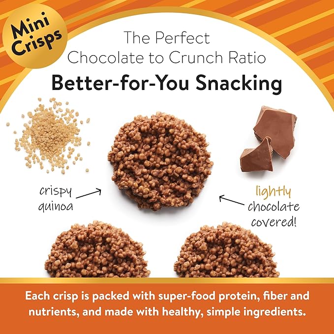 Undercover Snacks Chocolate Quinoa Crisps - Milk Chocolate | 7-Pack 3oz Bags of Mini Crisps | Gluten Free Nut-Free Allergen Friendly Kosher