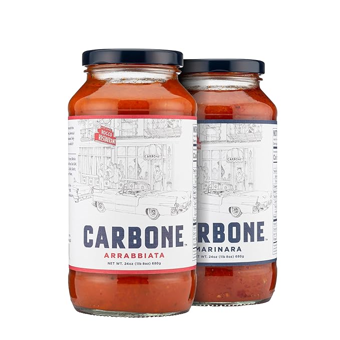 Carbone Pasta Sauce VARIETY PACK of Marinara &amp Arrabbiata | Tomato Sauce Made with Fresh &amp All-Natural Ingredients | Non GMO Vegan Gluten Free Low Carb Pasta Sauce | 24 Fl Oz (Pack of 2)